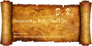 Dvorszky Kálmán névjegykártya